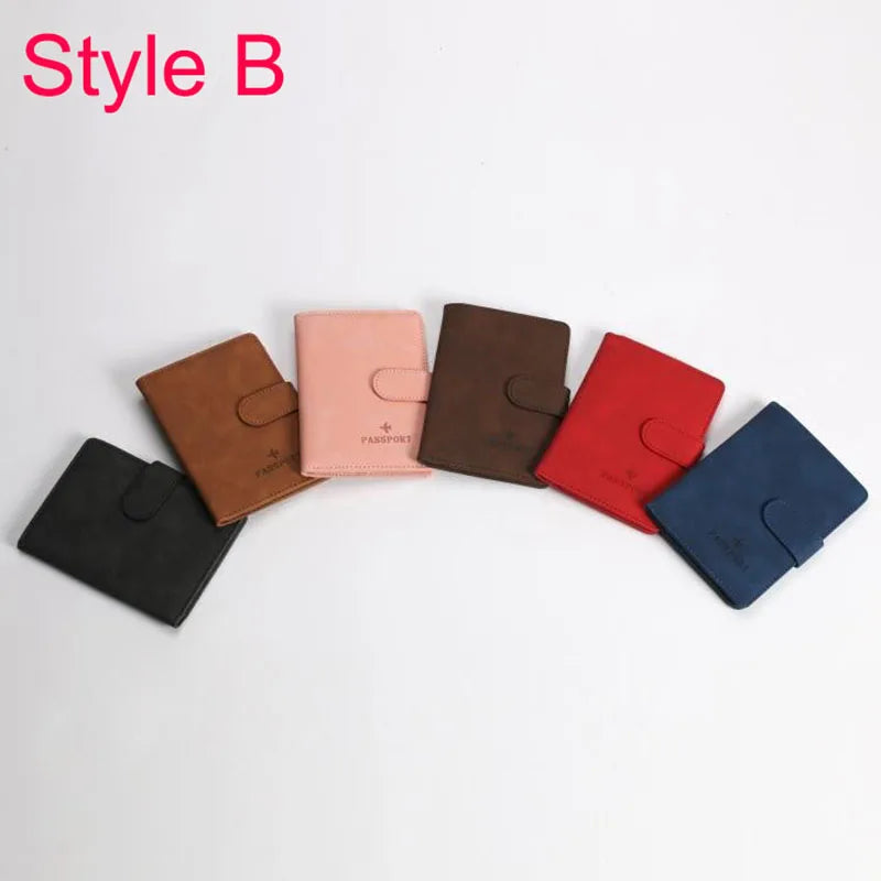 Leather Passport Holder Covers Case Waterproof Travel Credit Card Wallet Cute Passport Book for Women/Men Buckle Passport Cover