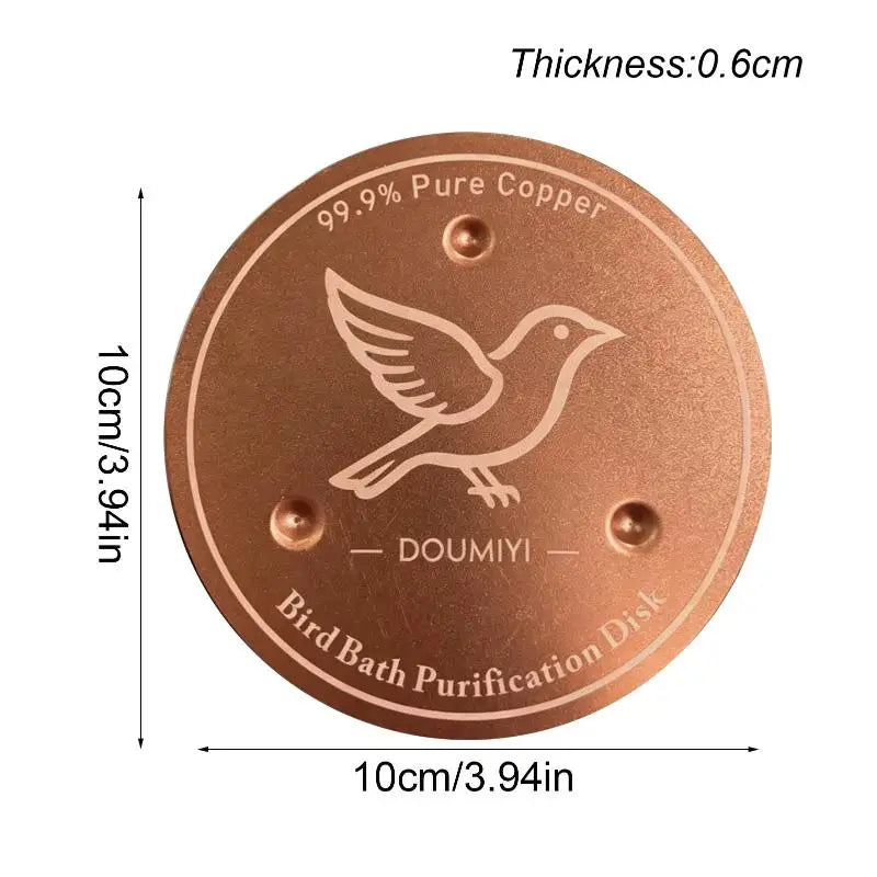 New【Bird Bath Copper Disk Copper Cleaning Disk Feeder Accessory Triple-Point Support Purifier Plate Patio Fountain Garden Bowl】