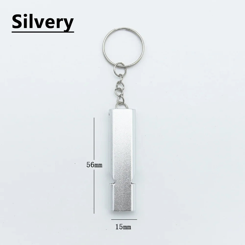 Flat Aluminum Alloy Dual Frequency Survival Whistle Double Tube Outdoor Equipment Equipped EDC Tool