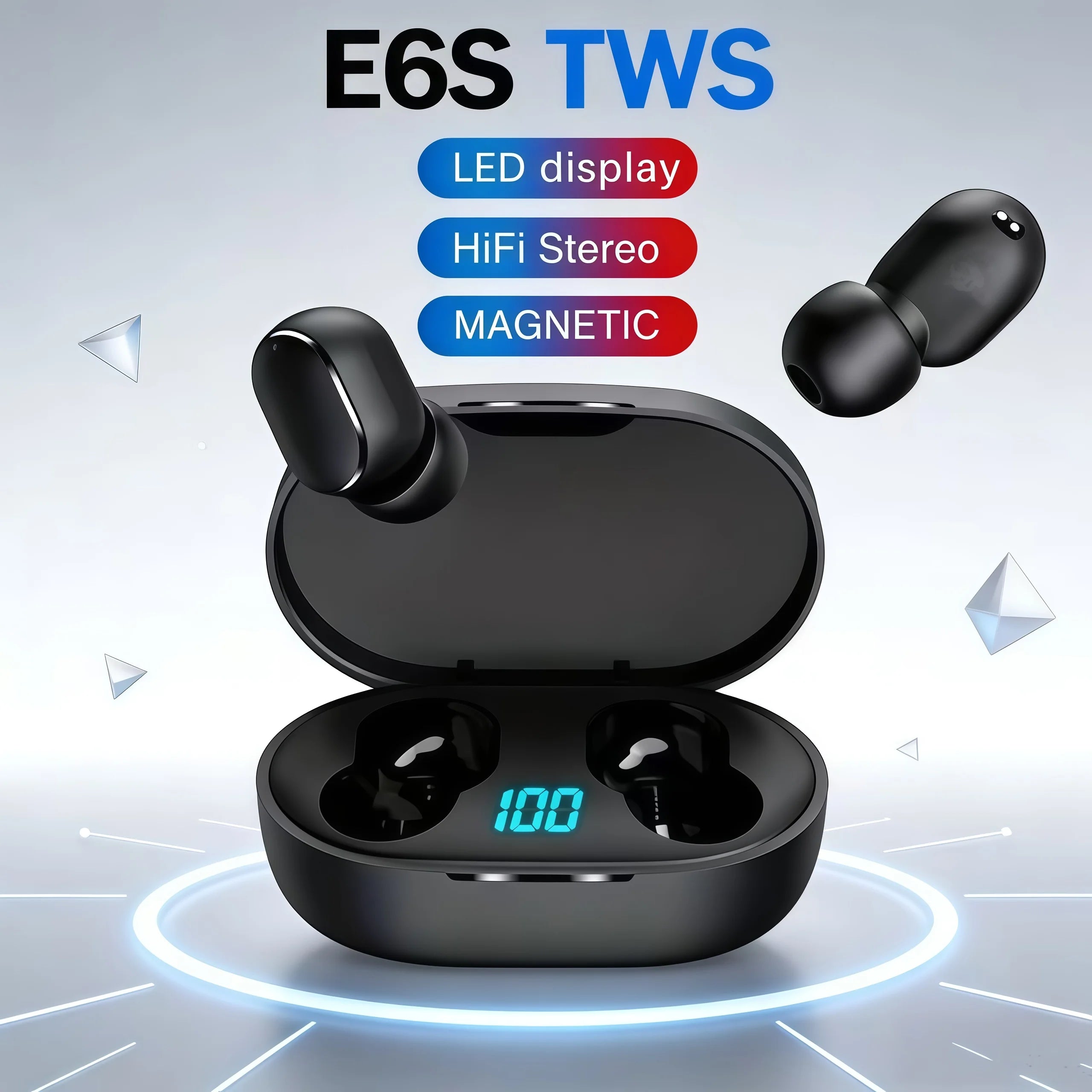 2026 Hot TWS E6S Fone Bluetooth Earphones Wireless Bluetooth Headset Noise Cancelling Headset With Microphone Headphones