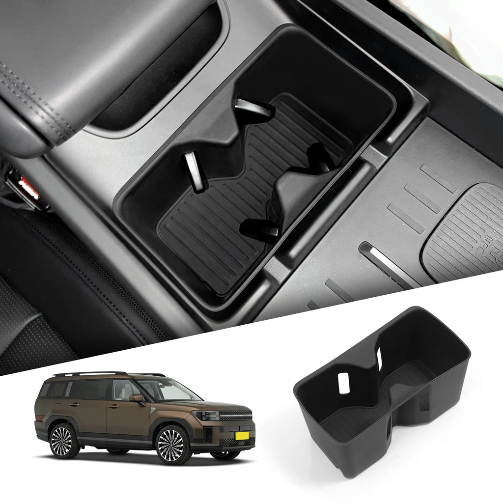Smabee for Hyundai Santa Fe 2024 2025 2026 Water Cup Holder Storage Box Silicone Shock-Absorbing Cup Tray Car Accessories