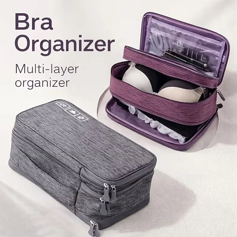 Portable Travel Underwear Organizer – Foldable – Zippered Storage Bag for Bras, Socks,and Underwear – Compact Suitcase Organizer