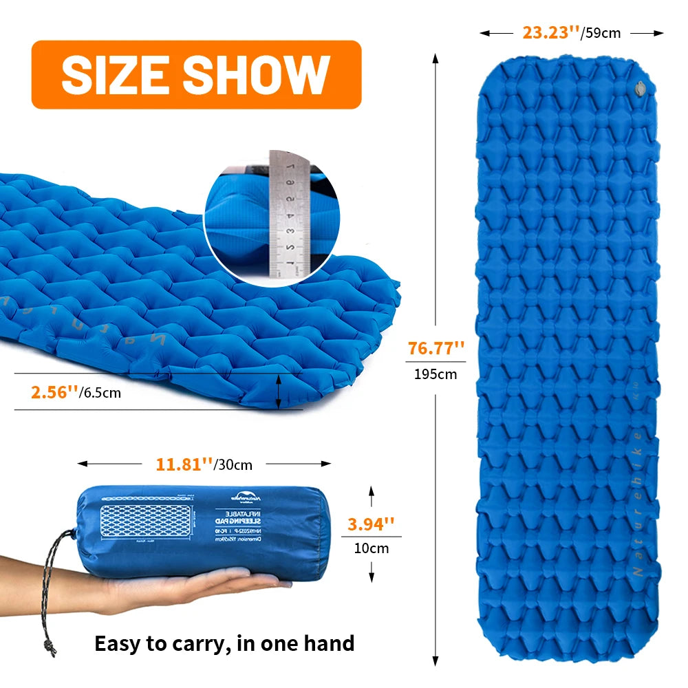 Naturehike Inflatable Mattress Camping Mattress Air Mattress Ultralight Outdoor Sleeping Pad Folding Bed Hiking Sleeping Mat