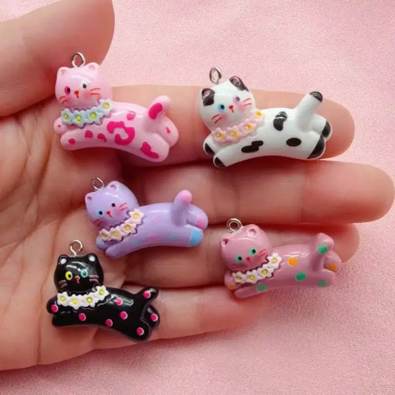 10pcs cartoon DIY resin accessories accessories, cat cream rubber hair clip, phone case, shoe buckle, keychain pendant