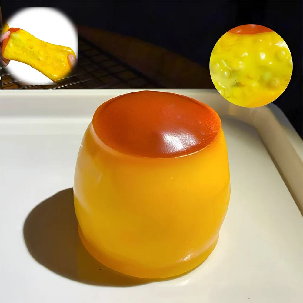 Creme Caramel Pudding Squishy Toy Stress Relief Sensory Fidget Toy Squeeze Anxiety Cute Gift for Kids Adults Birthday Party