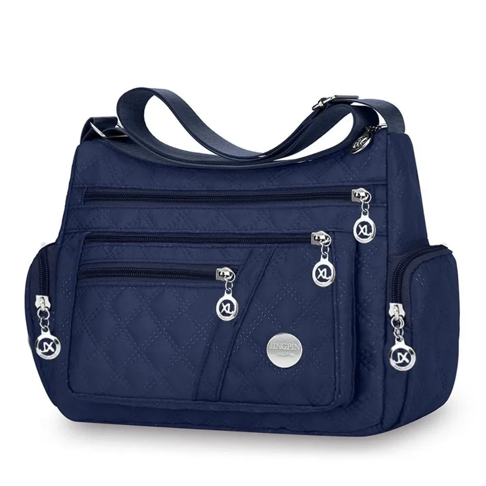 Pomelo Best Quilted Nylon Women Crossbody Shoulder Bag Multi Pockets with Adjustable Strap for Daily Travel