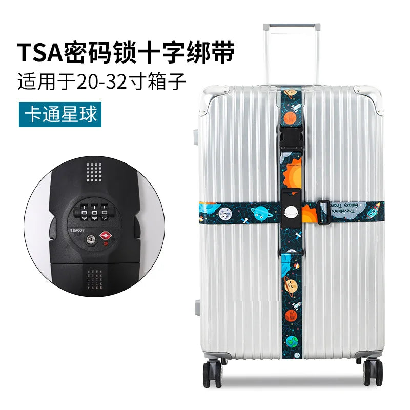 TSA Luggage Lock Password Luggage Straps Combination Lock Adjustable Packing Belts Binding Straps Travel Abroad Customs Locks
