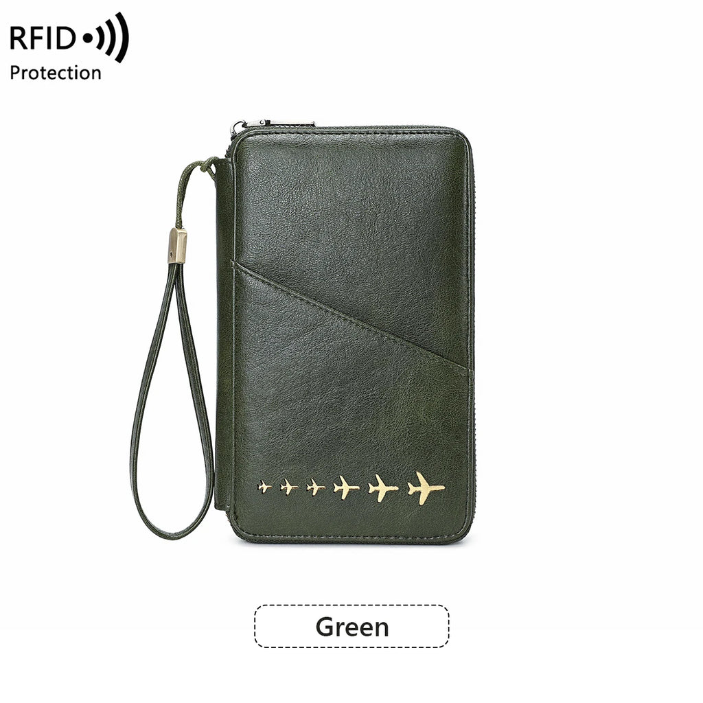 New Family Passport Holder Wallet RFID Blocking Travel Document Storage Bag Women Men Multifunctional PU Leather Passport Wallet