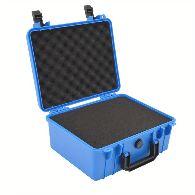 1pc Safety Instrument Tool Box, 280x240x130mm, PP Plastic Storage Toolbox Equipment Tool Case, Outdoor Suitcase With Foam Inside