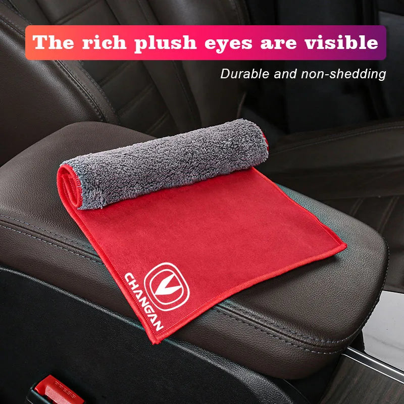 Suede Fleece Microfiber Towel Car Logo Cleaning Rag Cloth For Changan CS35 CX70 CS85 CS55 CS75 CS15 Alsvin Hunter CS95 2021 Yuex