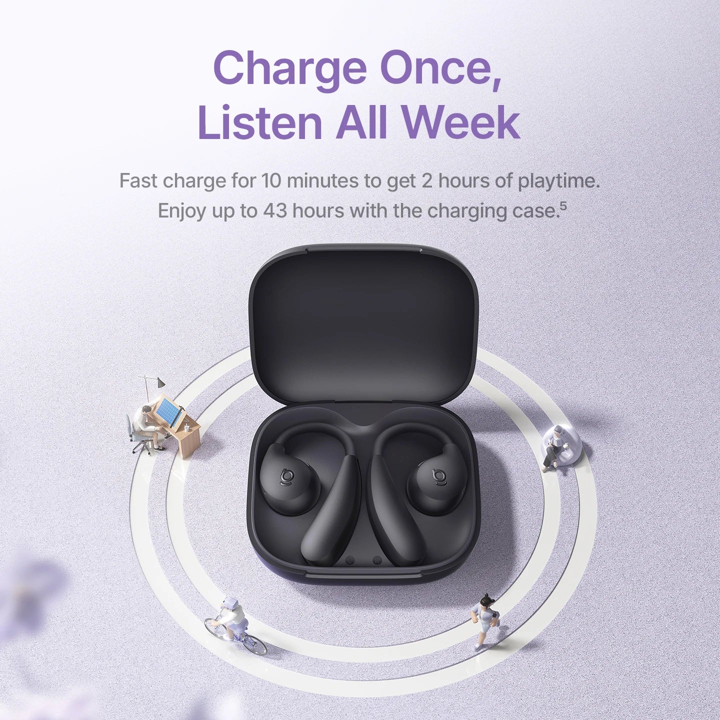 Baseus BF1 Lite Open-Ear Sport Wireless Earphones Bluetooth 5.4 EarHooks Big Bass Sport Earbuds 60Hrs Playtime