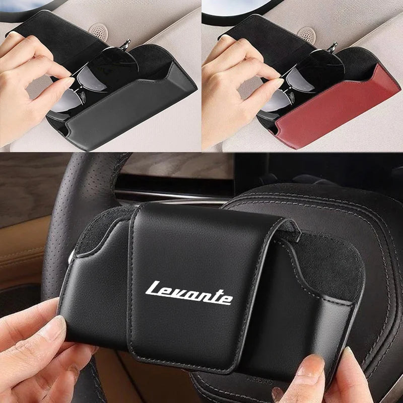 Car Sun Visor Leather Auto Sunglasses Clip Glasses Holder case Storage for Maserati Levante GT Ultima Modena S Accessories