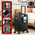 20in carry on luggage+luggage Bag Set, with cup holder and charger, with 360°Spinner Wheels TSA Lock and Adjustable Telescopic Handle Durable Travel Suitcases
