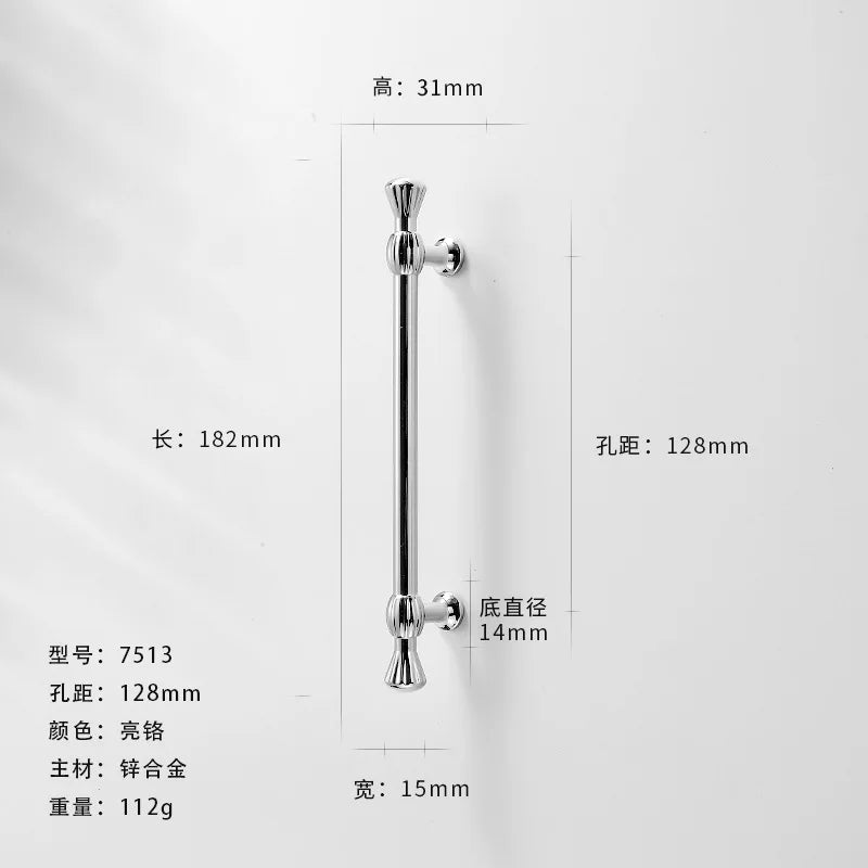Bright Chrome Silver Wardrobe Door Handle Modern Minimalist Zinc-Alloy Pull for Cabinet Shoe Cabinet  Drawer Furniture Hardware