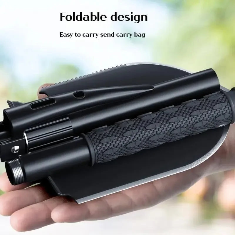 Tactical Folding Shovel - Survival Tool w/ Saw, Pick & Camo Bag, Stainless Steel for Camping Hiking Outdoor Gear