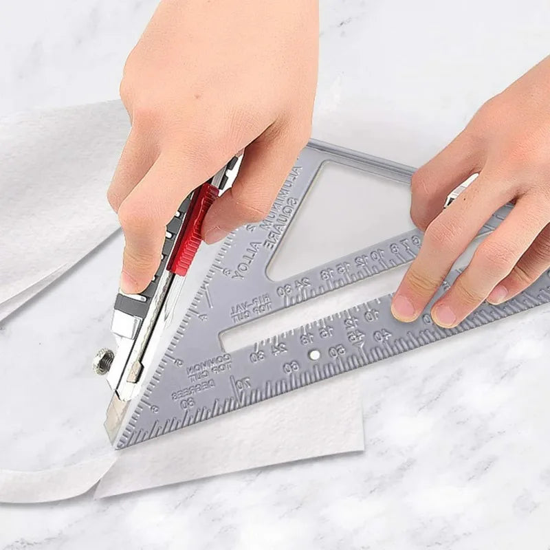 1pcs 7Inch Triangle Ruler Measurement Tool Aluminium Alloy Carpenter Tools Inch Metric Angle Ruler Square Woodworking Tools New