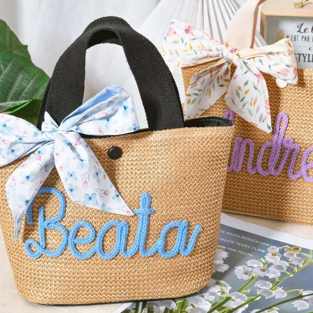 Personalized Straw Beach Bag,bridesmaids Proposal Bag,custom Crochet Straw Bag,bachelorette Party Beach Bag,burlap Bag