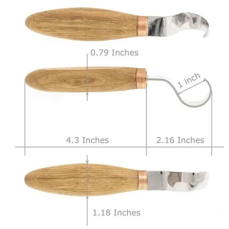 1/2pcs Stainless Steel Wood Carving Cutter Woodwork Sculptural DIY Wood Handle Spoon Hook Carving Knife Woodcut Art Craft Tool