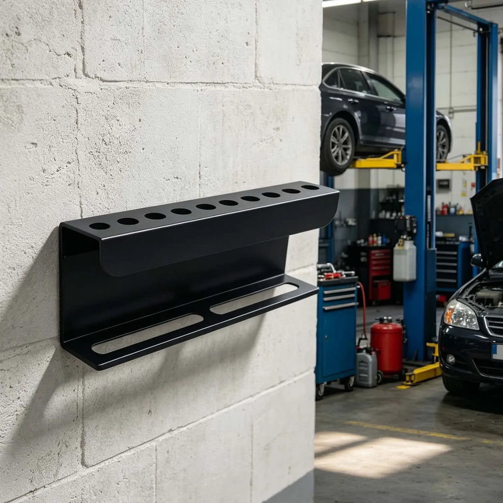 Metal Brush Holder Rack For Car Detailing Supplies Wall Mounted Organizer Supporting Brushes And Standard Size Spray Bottles