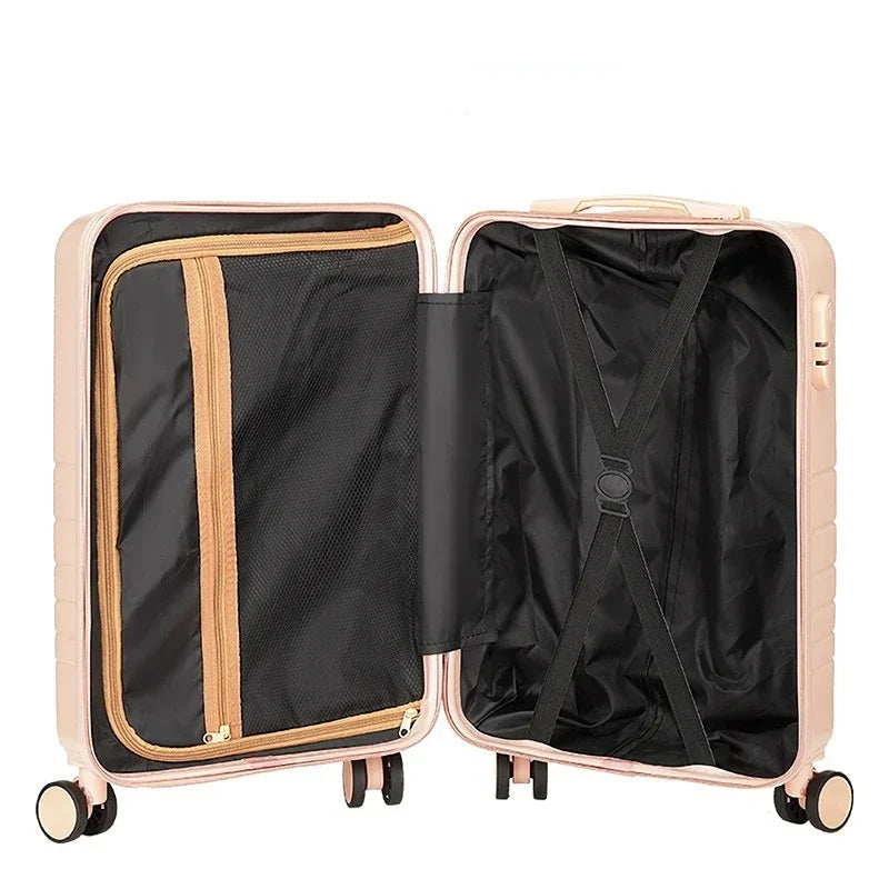 Front opening cover Wheel Carry on Trolley Luggage ABS+PC Travel Suitcase rolling suitcase Women fashion zipper suitcase valises