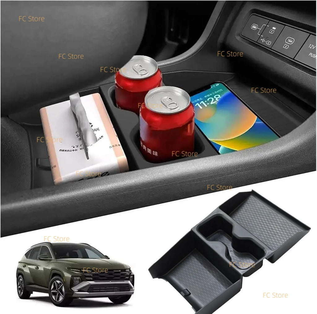 For Tucson 2025 2026 Under Center Console Cup Holder Storage Box Accessories Only for Electronic Gear Not for Manual/Automatic