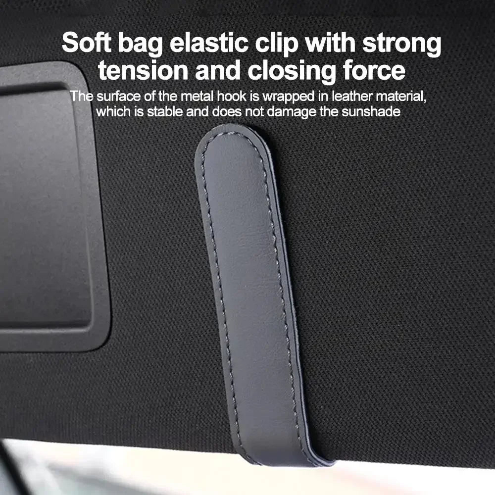 1pc Car Leather Eyeglass Holder, Sun Visor Storage Box,Car Invoice Organizer, Sunglasses Interior Rack,Car Organization Supplies