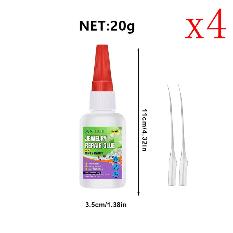 1-4Pcs Jewelry Repair Glue Instant Bond Strong Formula Fast Drying Crystal Clear Adhesive for Gems Pearls Jade Jewelry