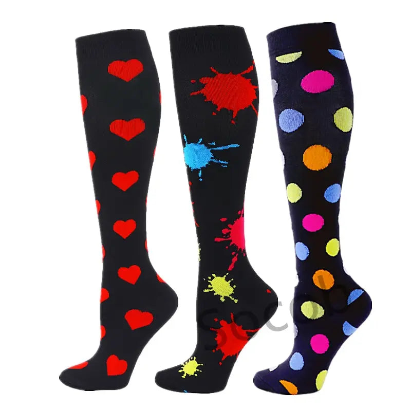 6/7 Pairs Compression Socks Varicose Diabetes Sock Running Cycling Hiking Touring Bicycle Marathon Outdoor Rugby Edema Long Tube