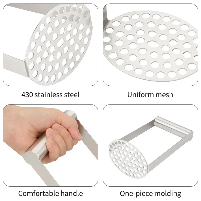 Stainless Steel Potato Masher Sweet Potato Masher Potatoes Pusher Pressed Masher Heavy Duty Kitchen Tool for Mashing Potatoes
