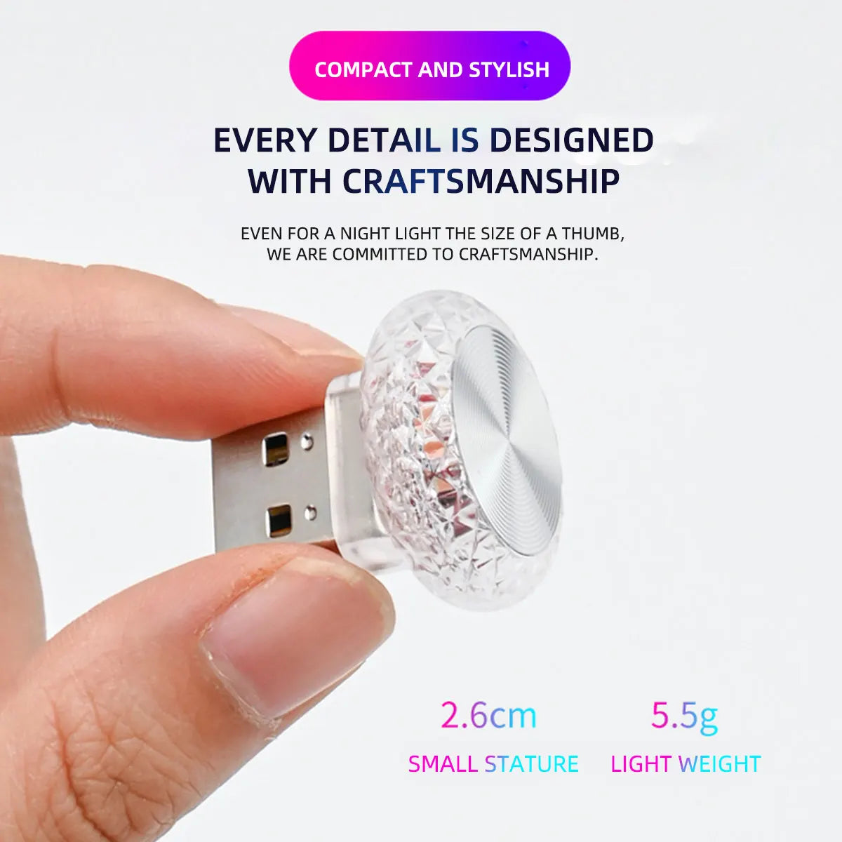 Portable Car USB Ambient Light Mini LED Decorative Colorful Night Light for Car and Computer, Environment Lighting Plug Play