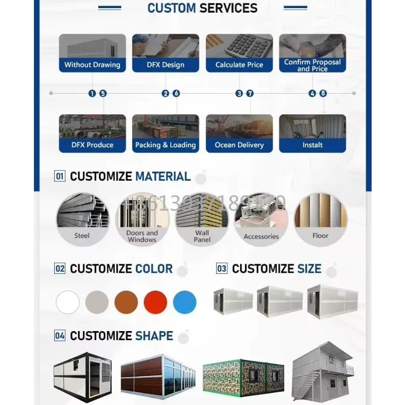 20FT Foldable Container Home with 2 Bedrooms Spacious Living Room & Modern Bathroom Stylish & Portable Tiny House for Adult