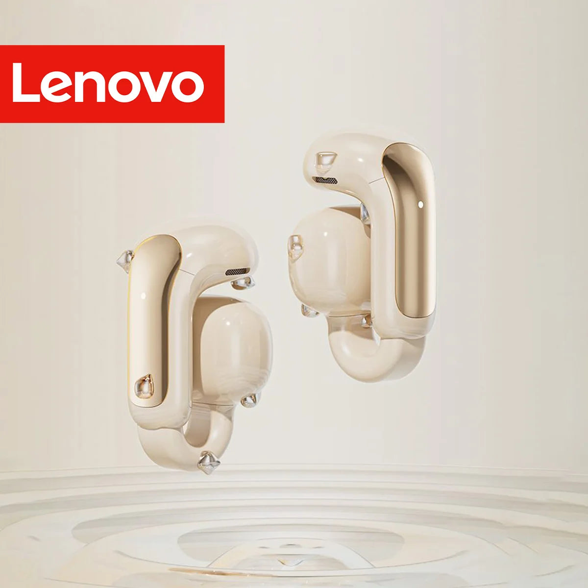Lenovo Bluetooth 5.4 Ear Clip Headphones Human Ear Design, ANC Noise-Canceling Long Battery Life Low Latency Earphones Earbuds