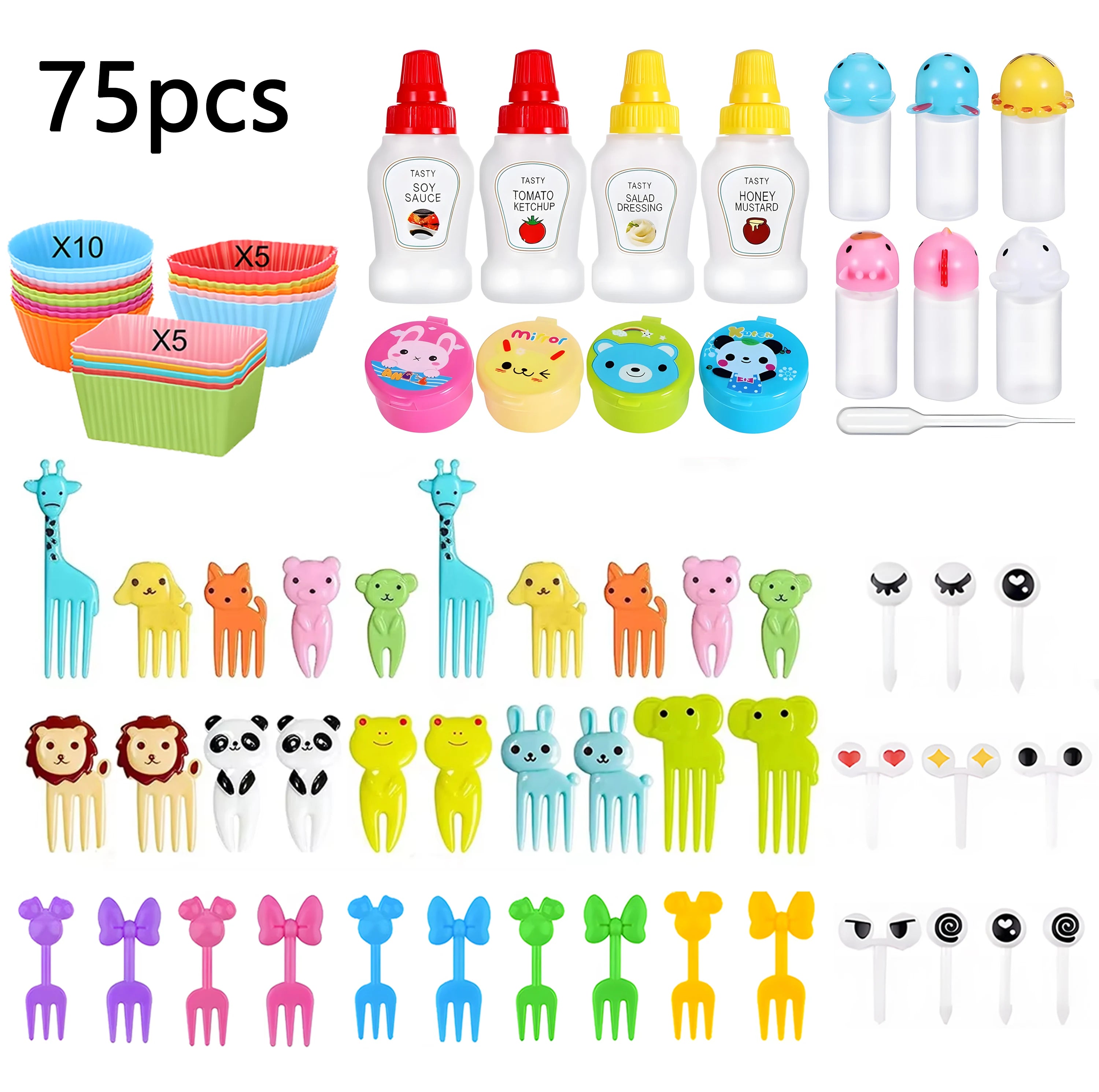 Cute Vegetable Fruit Food Cutter Shapes Set for Kids Lunch Bento Box Decorating Cookie Stamps with Fruit Forks,Food Picks