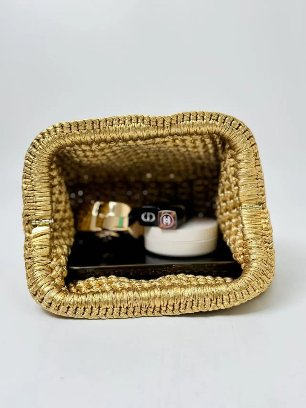 Golden Handwoven Clutch Bag, Party Evening Bag, Women Holiday Shoulder Bag, Perfect for Summer Beach Travel Vacation, Outdoor Ac