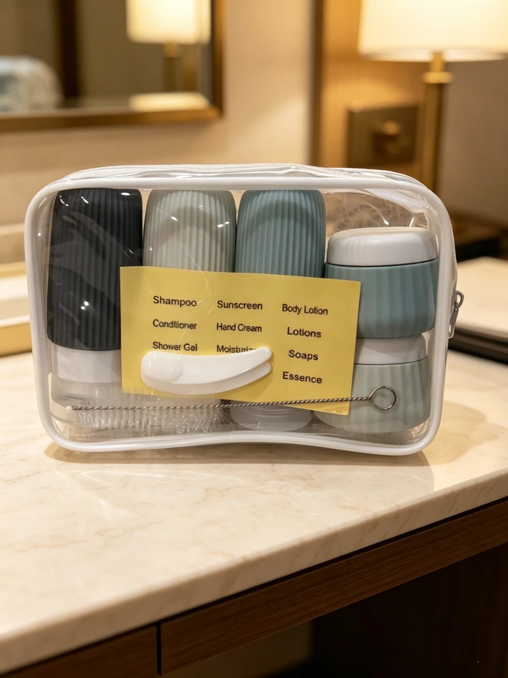 10-Pack Silicone Travel Bottles, 60ml & 30ml, Leak-Proof and Refillable Squeeze Containers, Suitable for Toiletries, Shampoo, Lotion — Travel Accessories with Transparent Toiletry Bag