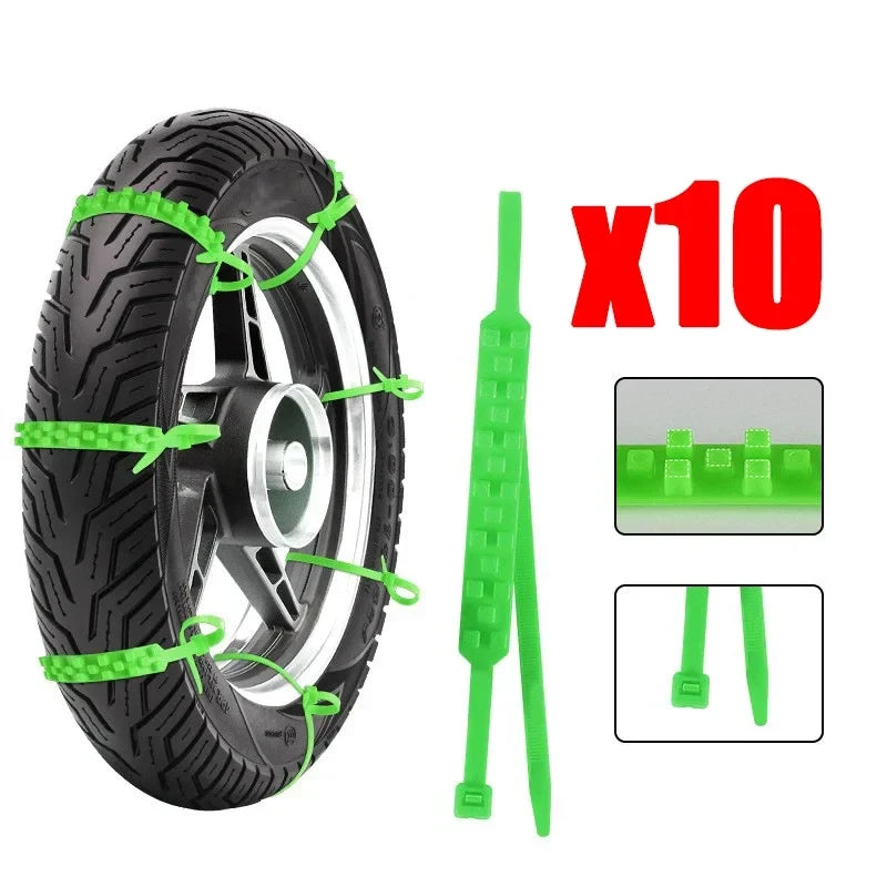 Universal Anti-skid Chain for Motorcycle Bicycle Tire Wheel Tie Outdoor Emergency Tire Snow Chain Accessories Winter 10Pcs