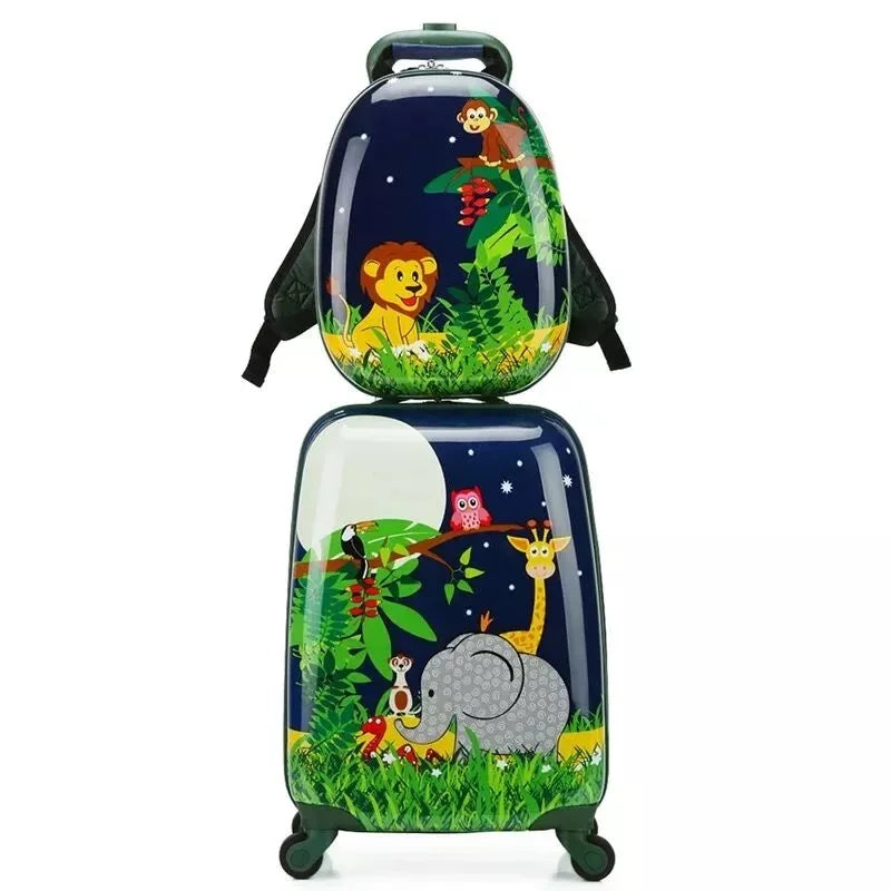 Cartoon trolley suitcase with backpack set children's cute 13 inch bag boys girls 18 inch carry on rolling luggage travel valise