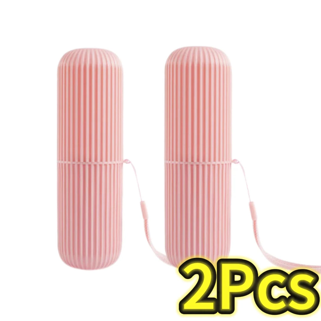 Travel Toothbrush Box Vertical Stripe Portable Mouthwash Cup Brushing Cup Washing Cup Toothware Box Toothpaste Storage Boxes