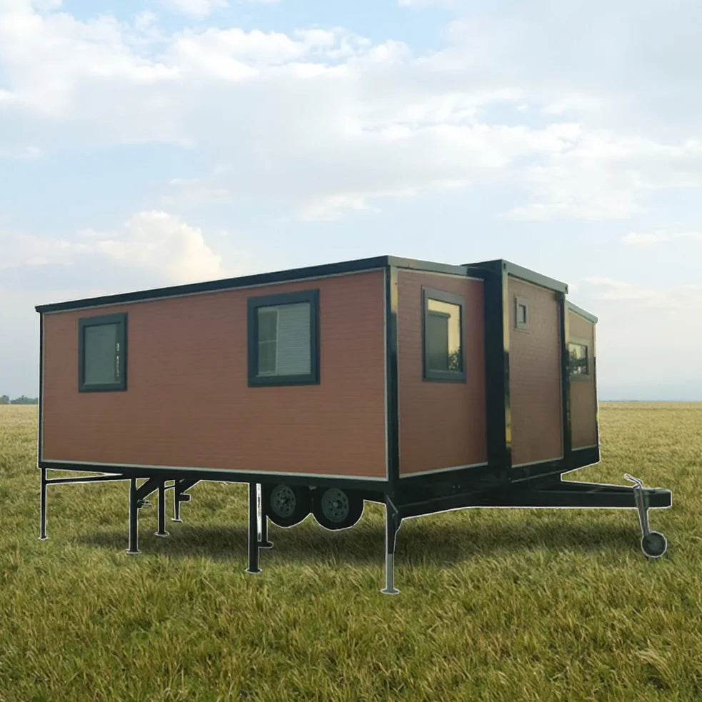 20ft/20ft Expandable Tiny House on Wheels Trailer Slide Outs Ready to Ship Home 2 Bedroom Prefabricated Mobile
