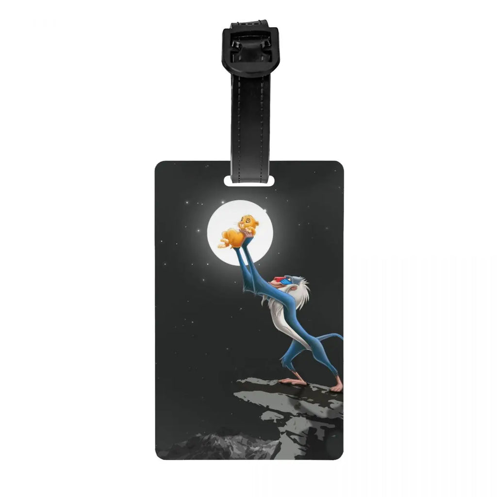 Custom Rafiki Luggage Tag With Name Card The Lion Cartoon K-Kings Privacy Cover ID Label for Travel Bag Suitcase