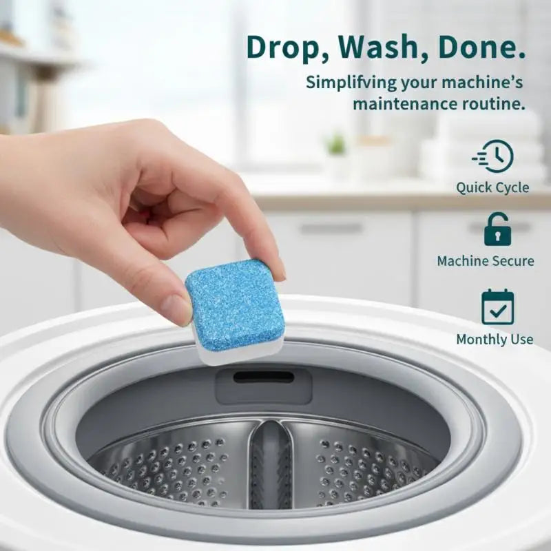 Washing Machine Cleaning Tablets 12PCS Strong Deodorizing Effect Works for Any Washer Brand or Model