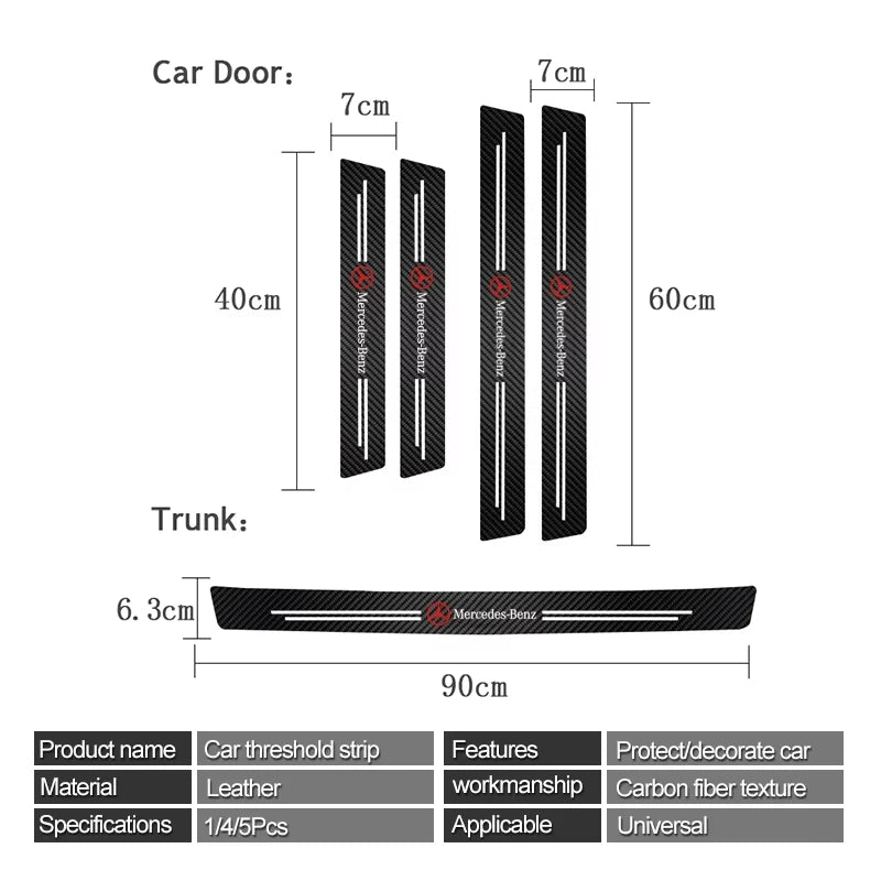 4Pcs/set Car Logo Threshold Strip Door Sill Protectio Sticker For Mercedes Benz A C E Class GLE GLB GLC W205 W212 W213 X253