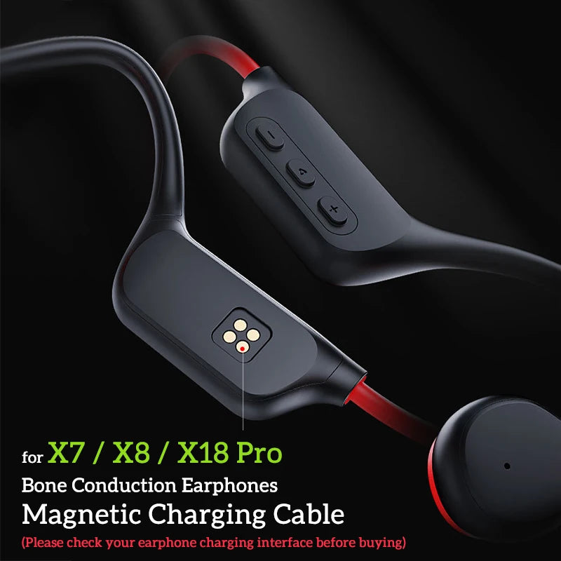 Bone Conduction Earphones Magnetic Charging Cable For X7/X8/X18pro Swimming Headset Charging Cable With Data Transmission
