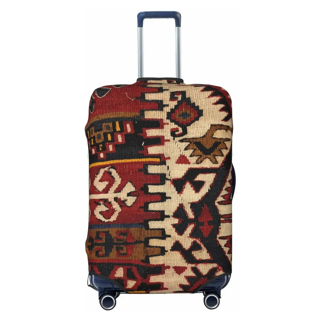 Vintage Turkish Kilim Suitcase Cover Washable Bohemian Geometric Diamond Tribal Ethnic Art Luggage Covers Protector