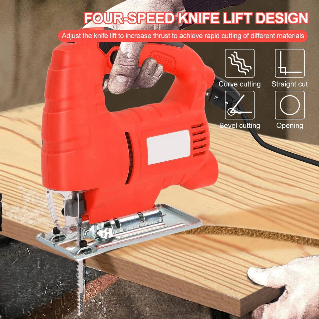 800W Jig Saw 6 Speed Adjustable Multifunctional Electric Jigsaw Woodworking Power Tool Enlarge the bottom plate US 110V