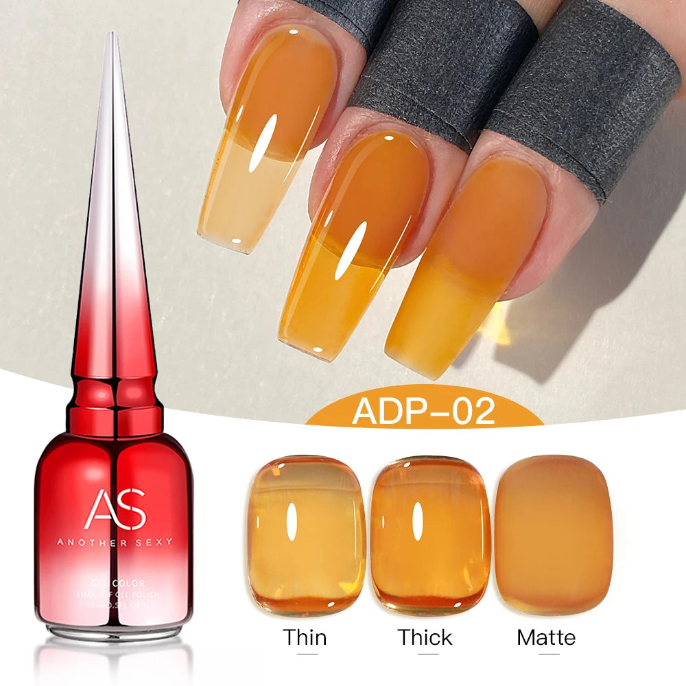 AS 15ml Translucent Amber Gel Nail Polish Brown Colour Varnish Gel Long Lasting Semi Permanent Tortoiseshell Nails Vernis