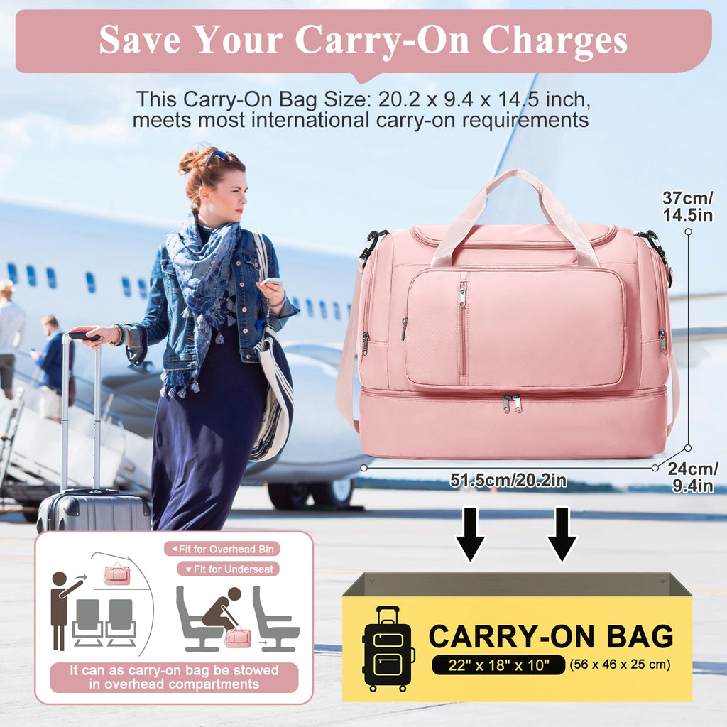 Large Capacity Travel Bags Hand Luggage Bag Sports Shoulder Crossbody Backpack, Short Distance Package Bags，Clothing Storage Bag