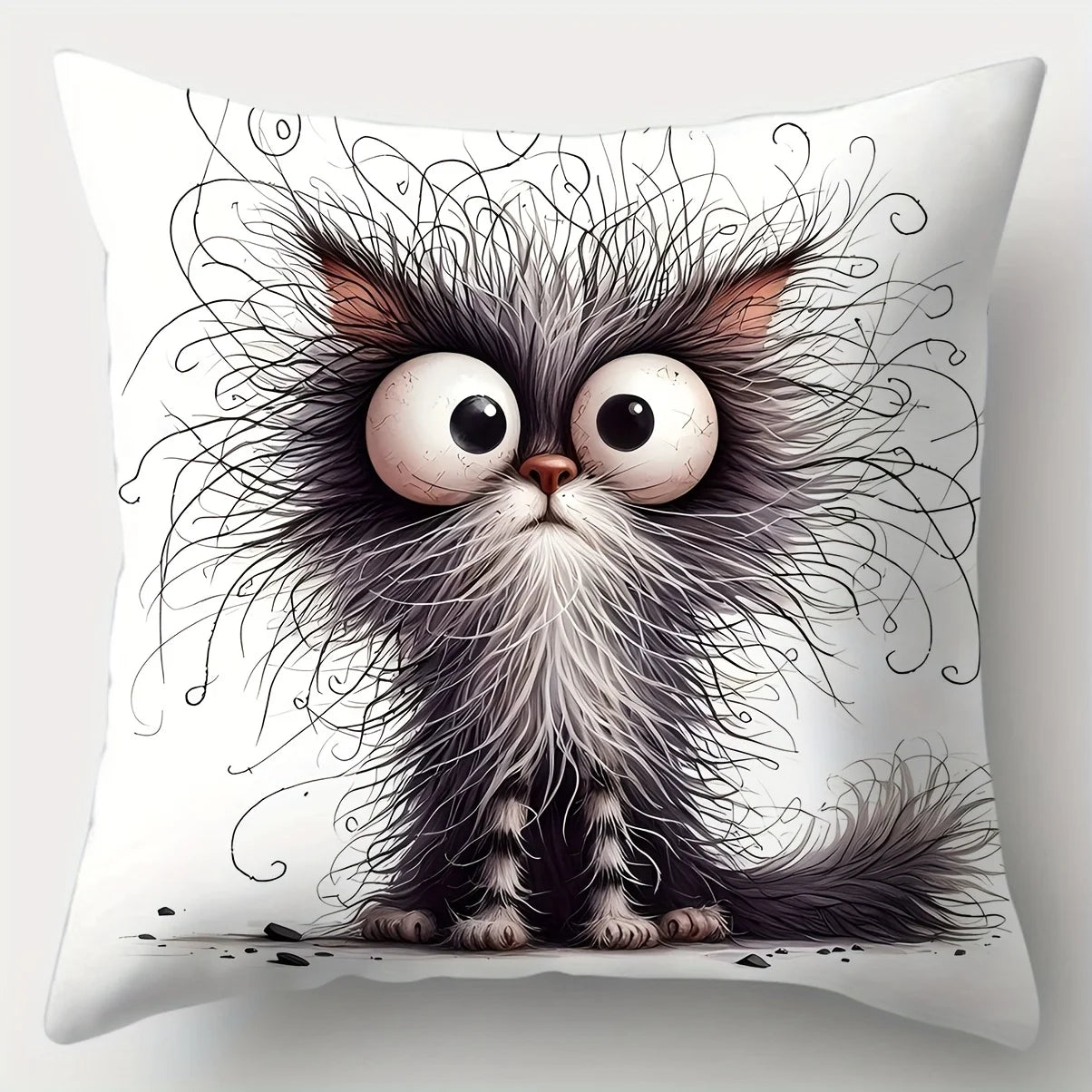4Pcs Cute Cat Pillow Covers - Modern Cartoon Design, Zipper Closure, Polyester Material, Home Decor for Living Room Sofa