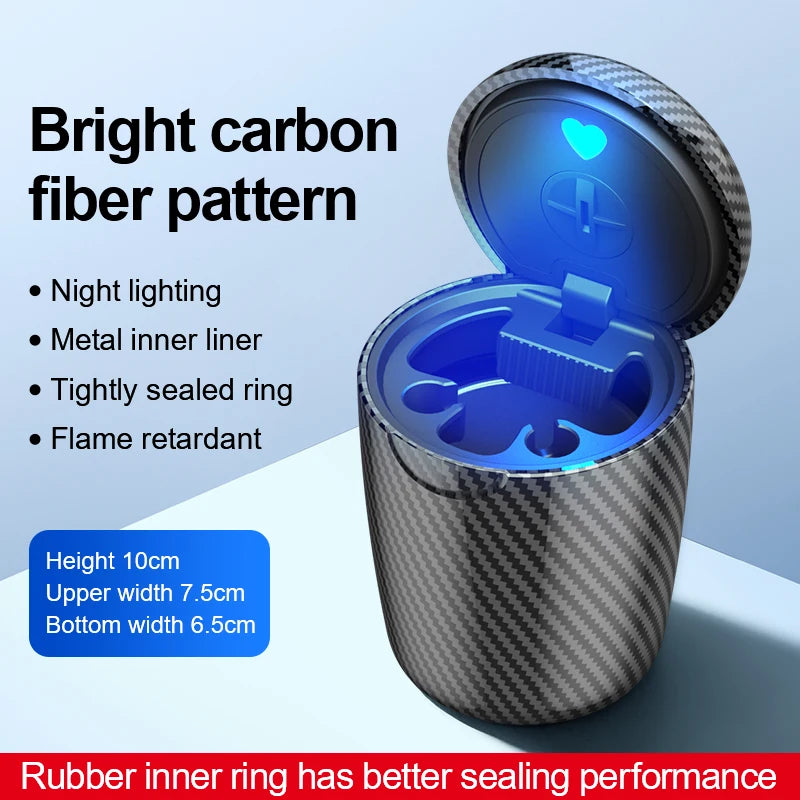 Car ashtray, universal one click open lid, personalized LED ambient light, ashtray, car smoke prevention and extinguishing box