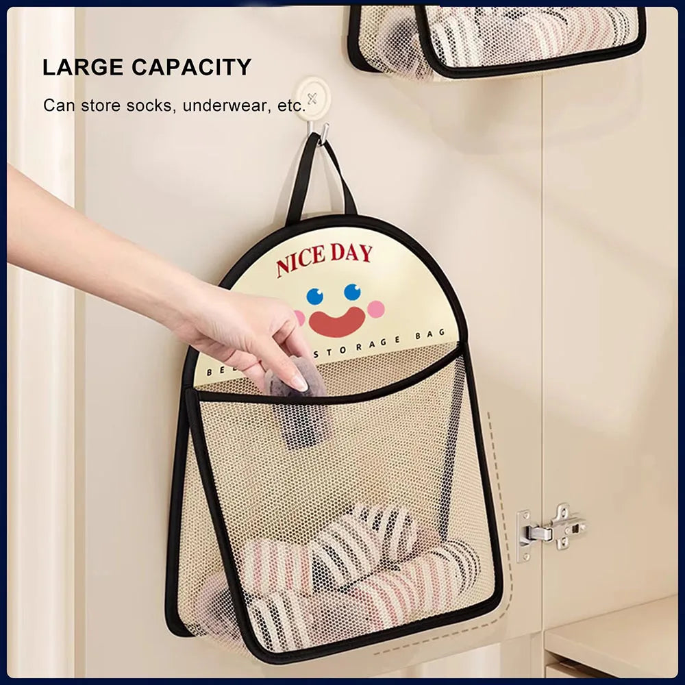 Cute Wall Hanging Breathable Mesh Bag Underwear Storage Bag Socks Storage Bag Wardrobe Organizer Storage Underwear Accessories